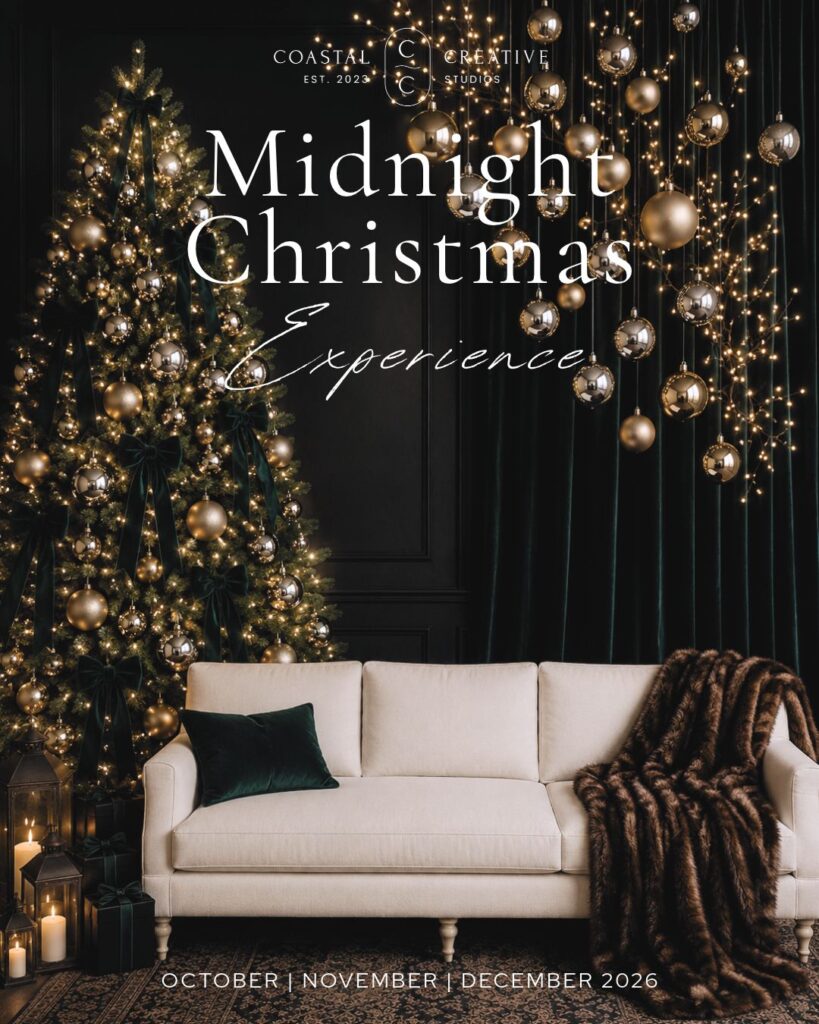 Midnight Christmas photo set at Coastal Creative Studios in Huntington, Long Island